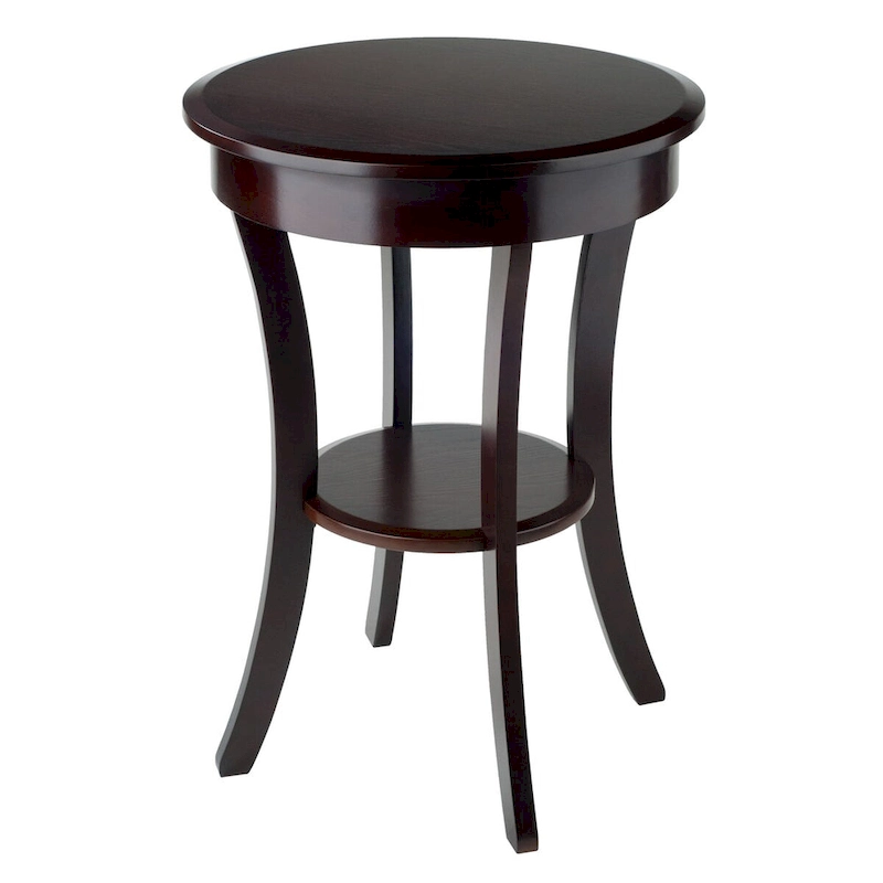 Sasha Round Accent Table, Cappuccino - 20W x 20D x 27H.