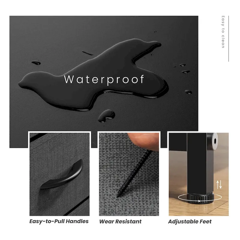 4-Drawers Dresser with Metal Frame and Wood Top