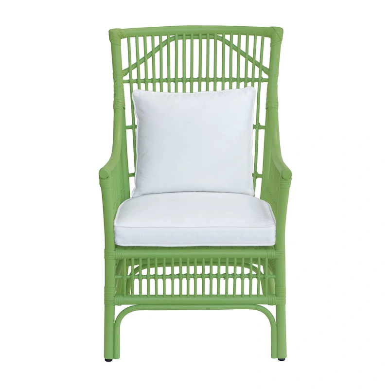Rattan Slat Back Cushioned Arm Dining Accent Chair by East at Main - 24x25.5x39.25