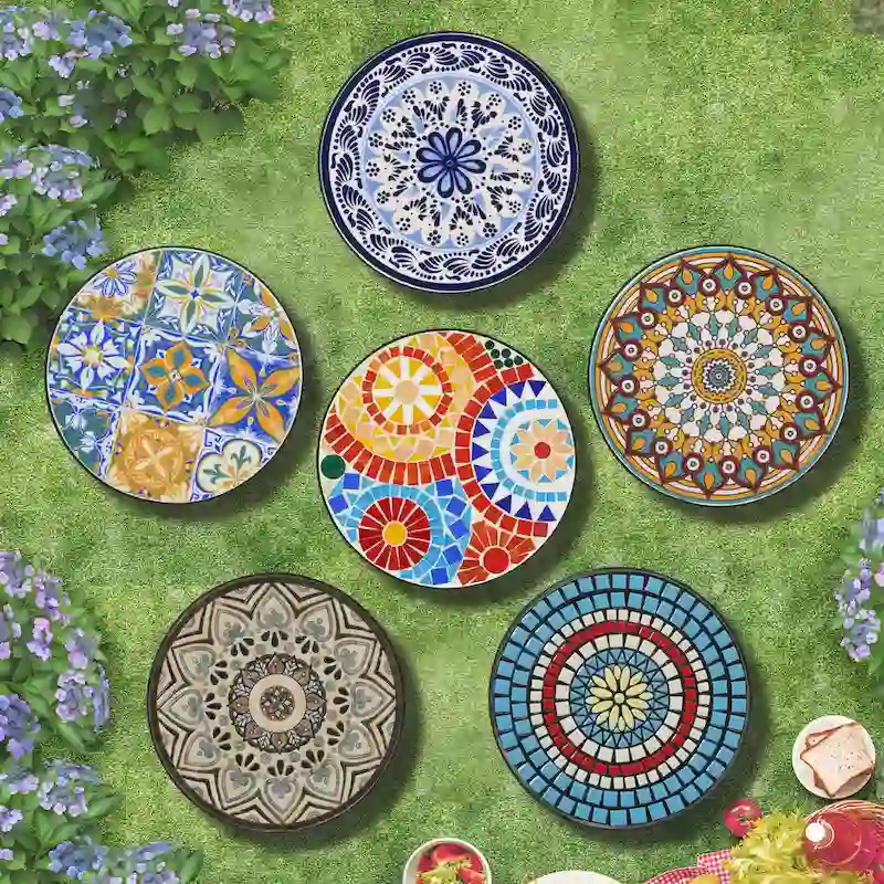 Patio Side Table,Blue+Black