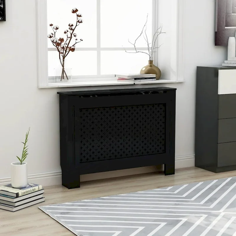 Radiator Cover Black 44.1x7.5x32.1 MDF