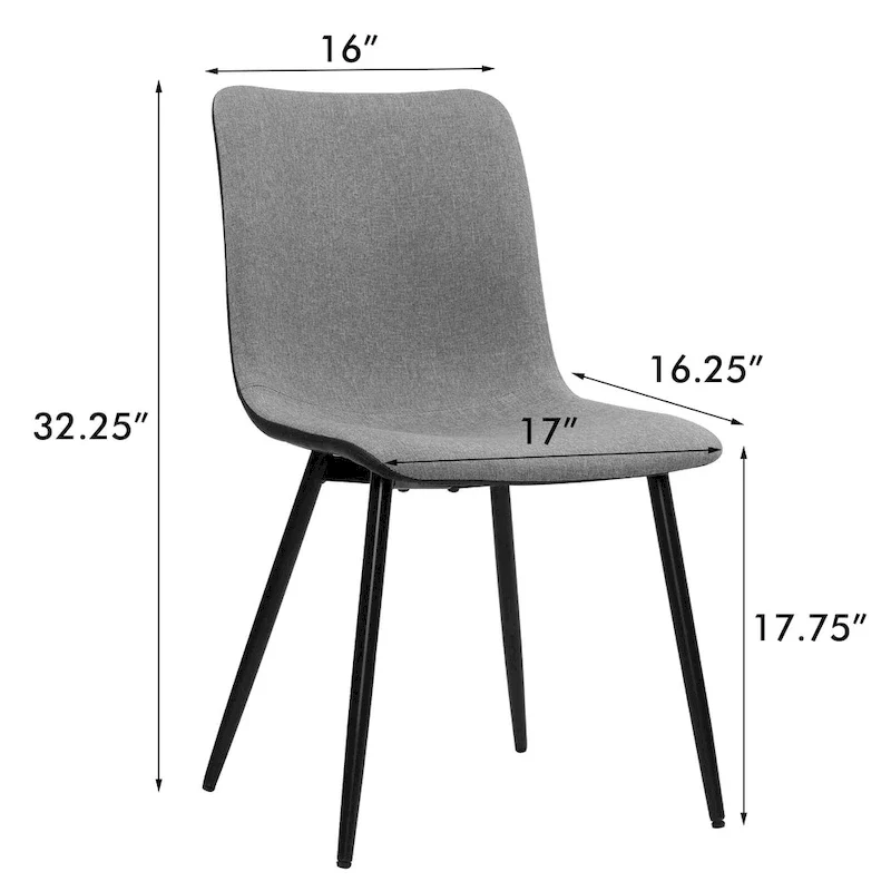 Dining Chairs set of 4 Mid-century Modern Industrial Fabric Side Chairs, Grey