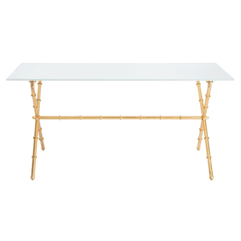 SAFAVIEH Treasures Jocelyn Bronze-Ish Silver/ Glass Top Accent Table - 37.4 x 19.7 x 17