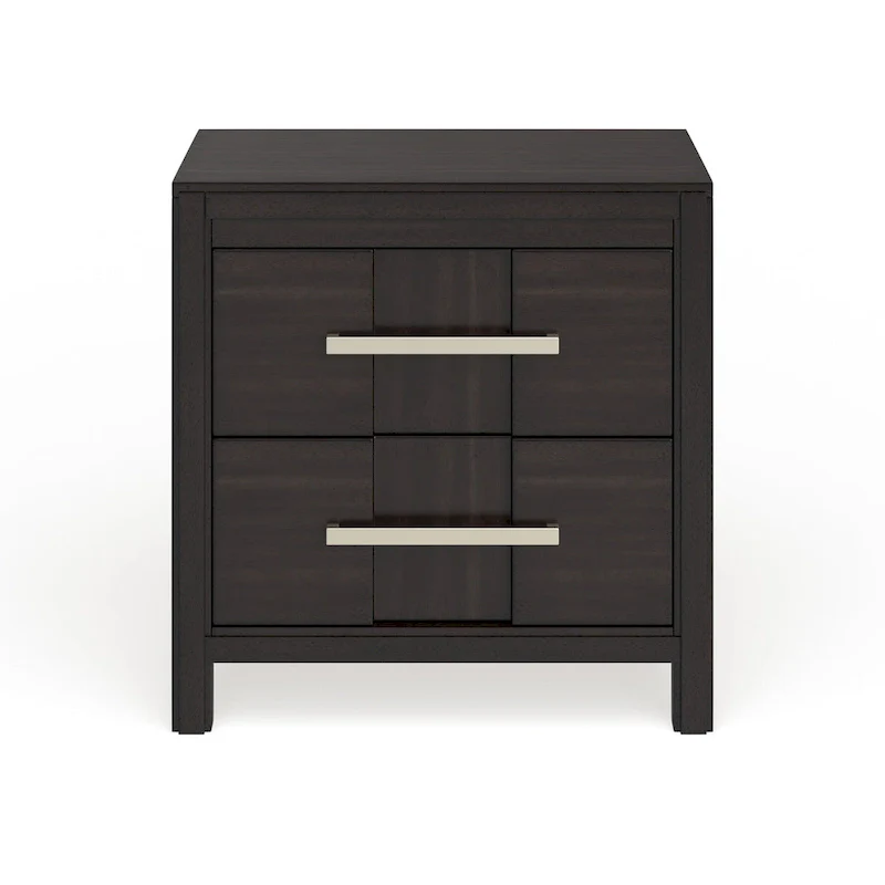 Solid Wood 2-Drawer Nightstand - Light Oak/Espresso/Grey