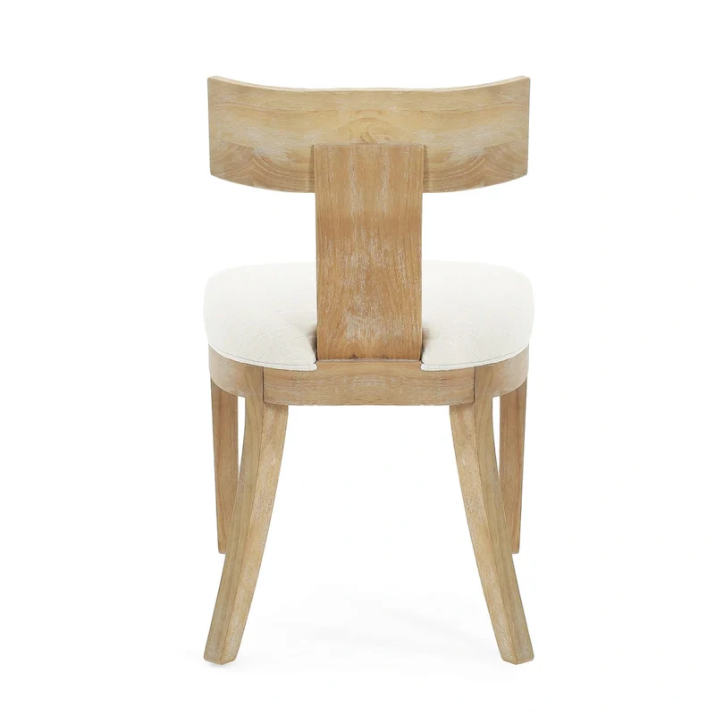 Fescue Fabric and Rubberwood Slat Back Upholstered Dining Chair