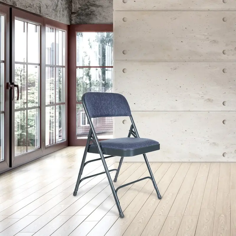 Hampden Furnishings Bernadine Collection Fabric Triple Brace Folding Chair, Pack of 4