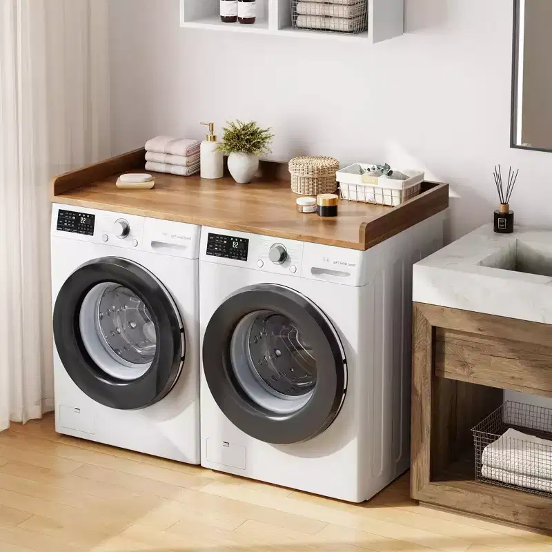 Washer Dryer Countertop, Countertop for Washer and Dryer with Non-Slip Pads and Round Corner Edge Rails, 54.3 x 27.6, Laundry Room Organization