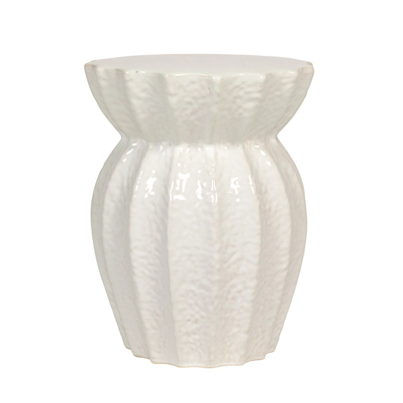 Elegant Sculpted Stoneware Stool - 15.3L x 15.3W x 19.8H