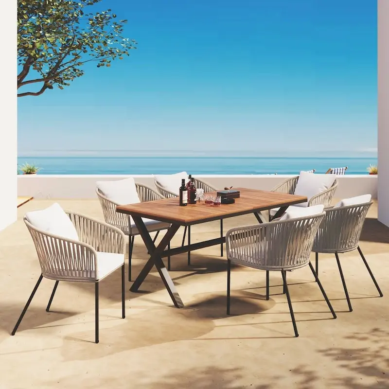 7 Pieces Patio Dining Set, All-Weather Outdoor Furniture Set with Dining Table and Chairs