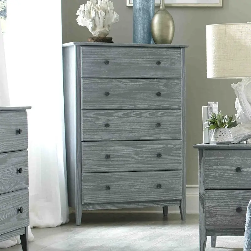 Coastal Solid Pine 5-Drawer Chest – Eco-Friendly, Smooth Metal Glides