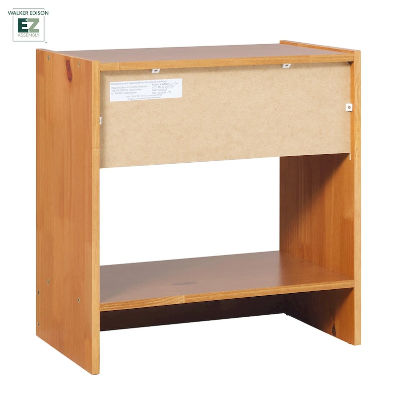 Walker Edison Modern Easy Assembly 1-Drawer Solid Wood Nightstand