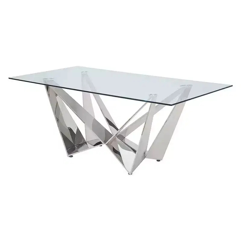 Acme Furniture Dekel Glass Top Dining Table Clear/Stainless Steel