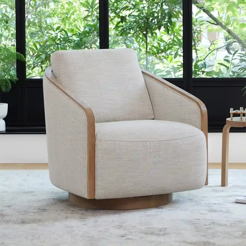 Modern Upholstered Living Room Swivel Bucket Accent Chair