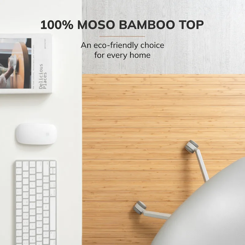 Jani Eco Bamboo Standard Rectangular Natural Chair Mat - (72 x 48), Eco-Friendly Chair Mat