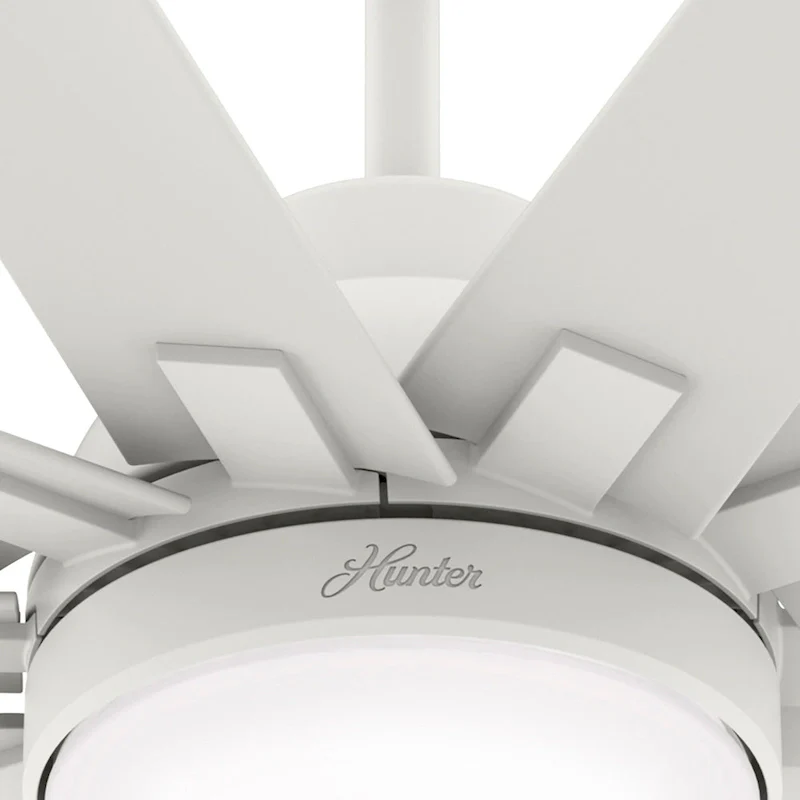 Hunter 60  Overton Damp Rated Ceiling Fan with LED Light Kit and Wall Control - Windmill, Transitional, Modern - ENERGY STAR