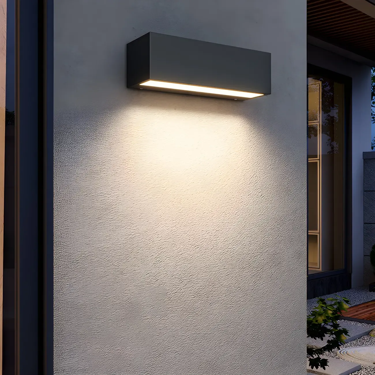Modern Metal Black Rectangle Outdoor Wall Light