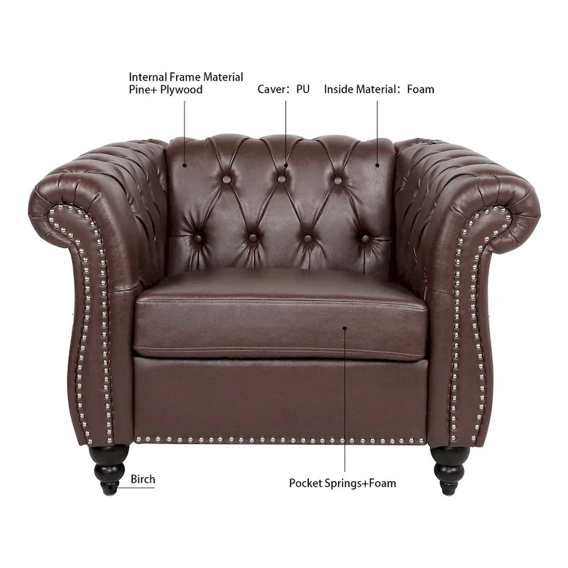 Christopher Knight Home- Winston PU Leather Chesterfield Club Chair