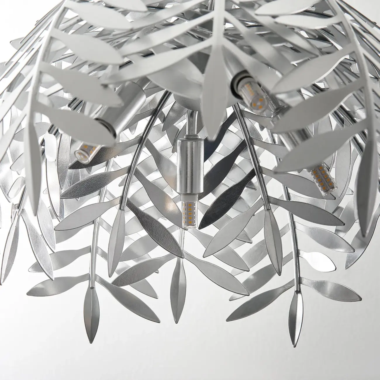 Modern Metal Silver Leaf Shape Pendant Light