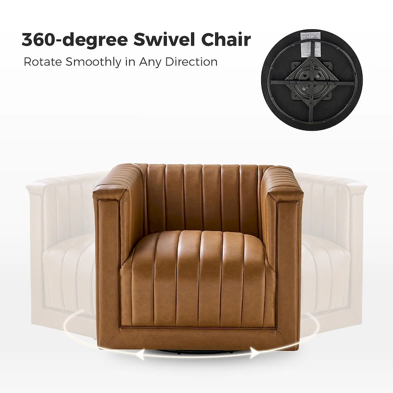 Esteban Modern Leather Upholstered Swivel Barrel Chair Set of 2 by HULALA HOME