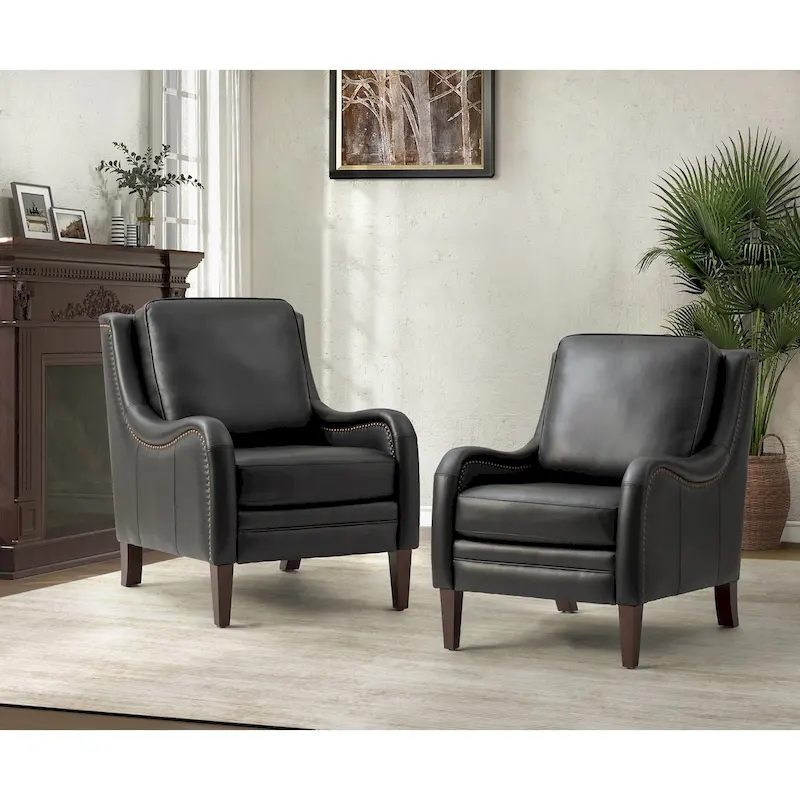 Pascual Comfy Living Room Armchair Set Of 2 with Solid Wood Legs