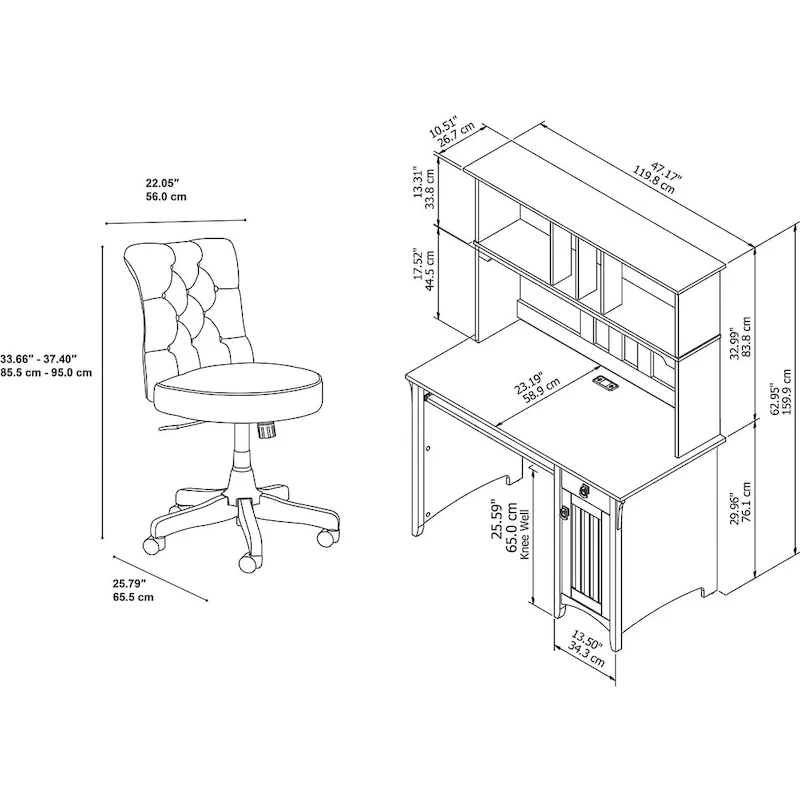 Bush Furniture Salinas 48W Computer Desk with Hutch and Office Chair
