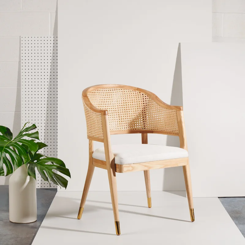 SAFAVIEH Couture Dominica Rattan Dining Chair - 23.4 W x 22.8 L x 33.6 H - 23W x 23D x 34H