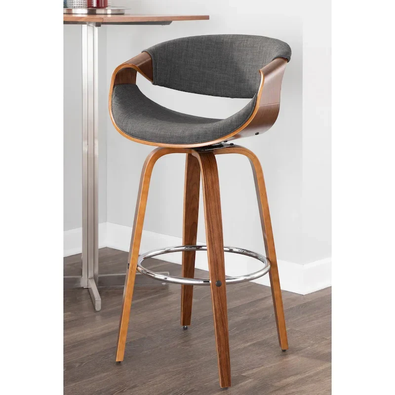 Carson Carrington Sauda 30 Fixed-Height Bar Stool with Bent Wood Legs and Round Footrest (Set of 2)