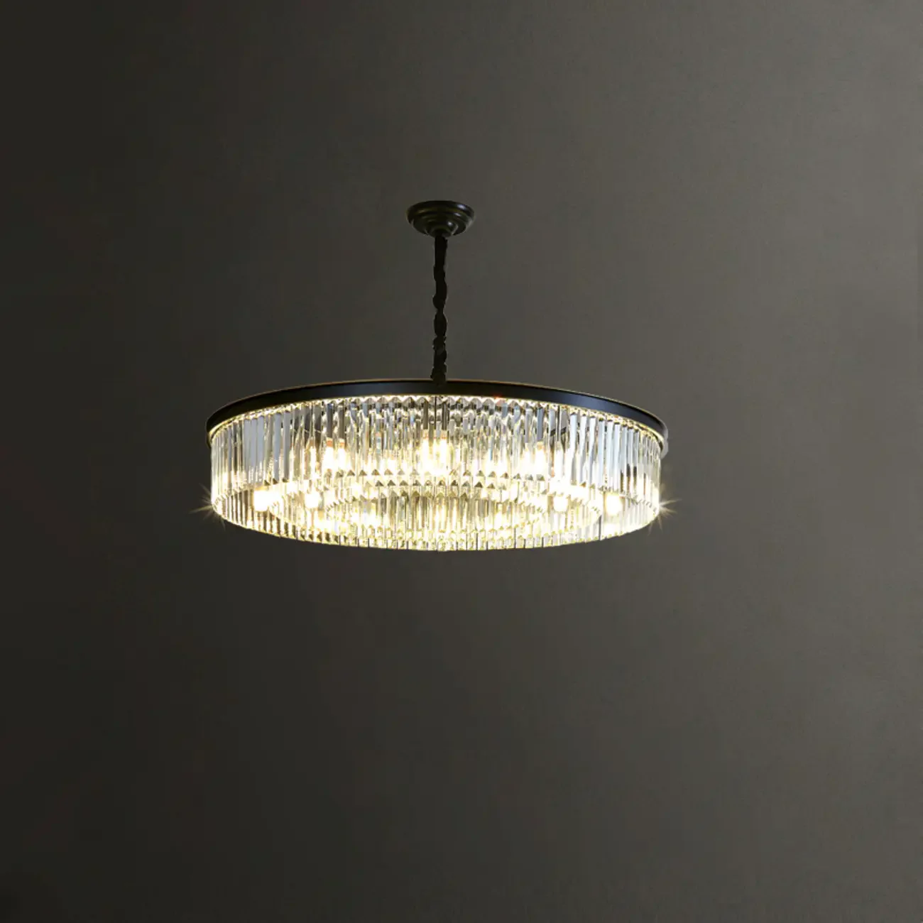 Adjustable Black Round Modern Crystal Chandelier