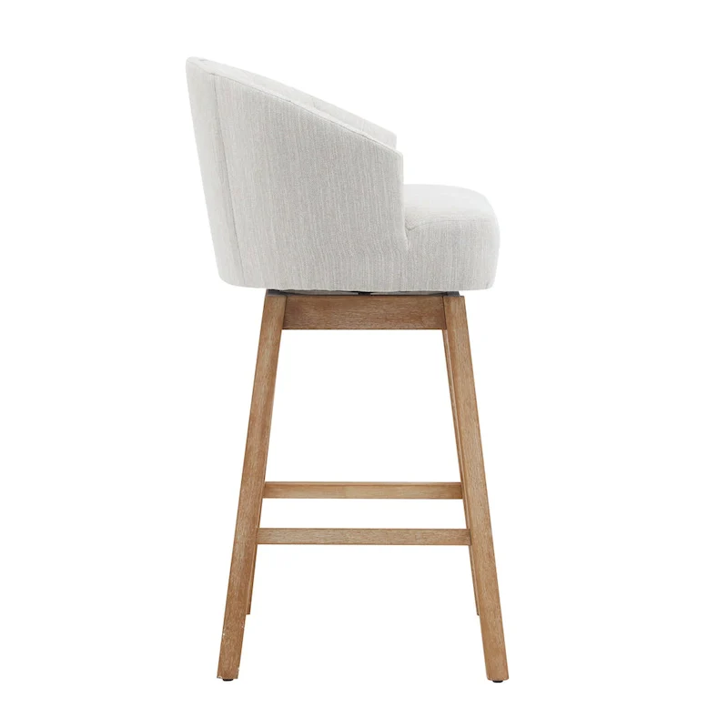Roomfitters 33.25 Swivel Upholstered Counter Stools, Set of 2 Armless Bar Chairs with Rubberwood Frame and Footrest