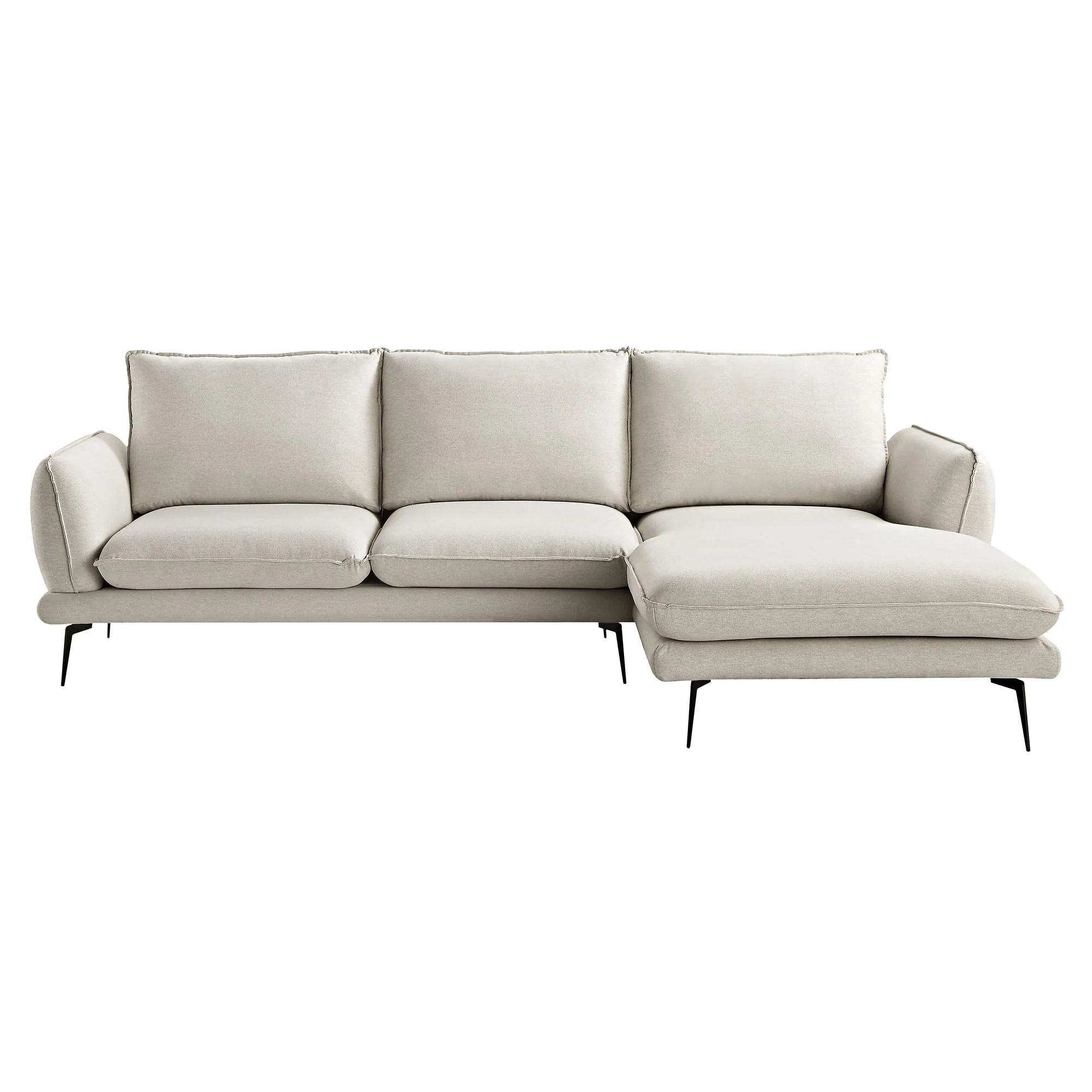 Oatmeal Fabric Sofa, Grande Chaise Sofa Right Hand Facing