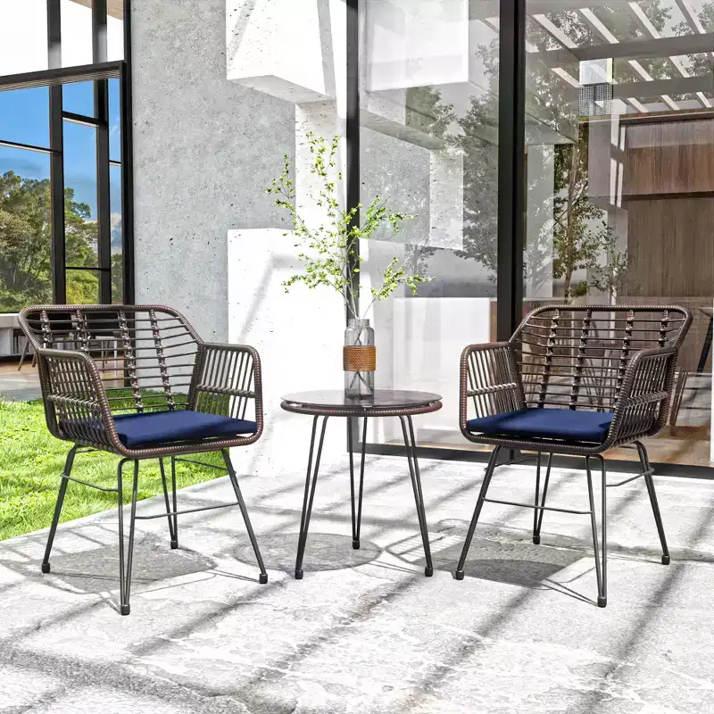 UPTIOT 3 Piece Wicker/rattan Seating Group With Cushions