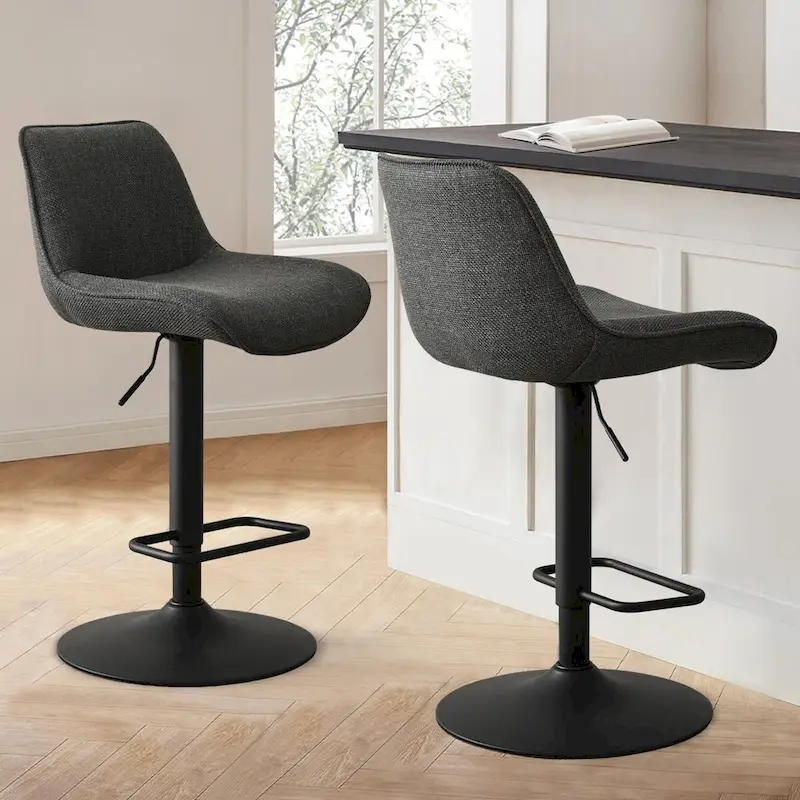 18 Bigger Base Vinyl Adjustable Height Swivel Bar Stool, Set of 2
