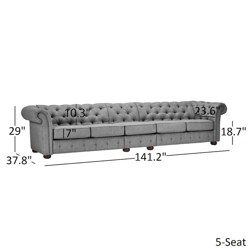 Knightsbridge Light-grey Extra Long Chesterfield Sofa by iNSPIRE Q Artisan