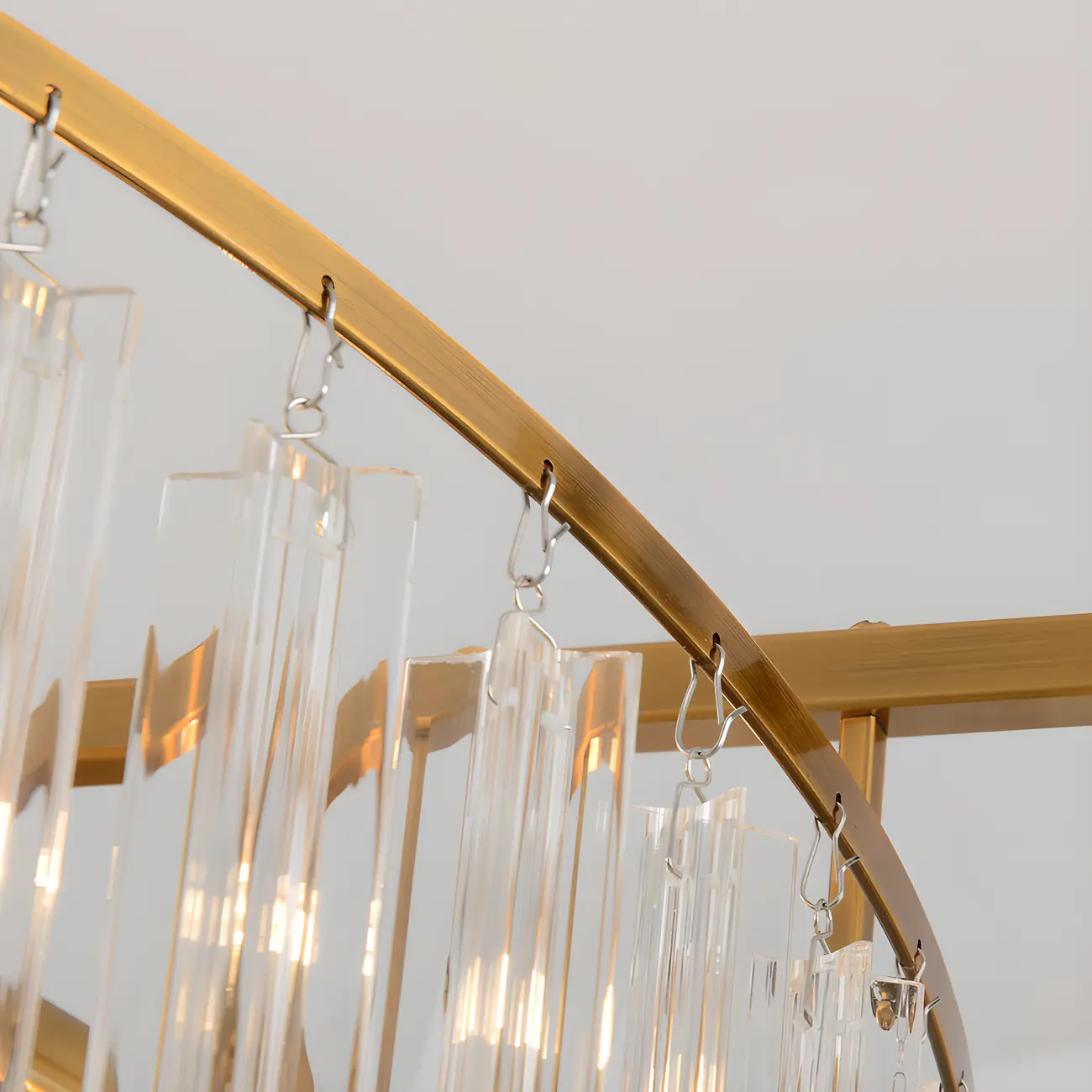 Modern Tier Round Gold Crystal Chandelier Height Adjustable