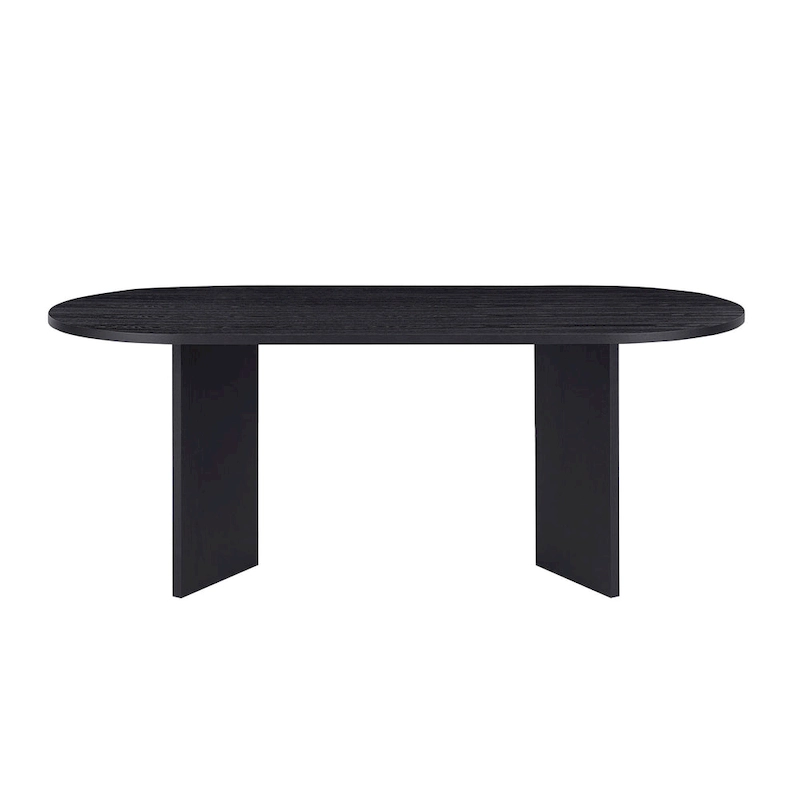Black Oval Wood Kitchen Dining Table