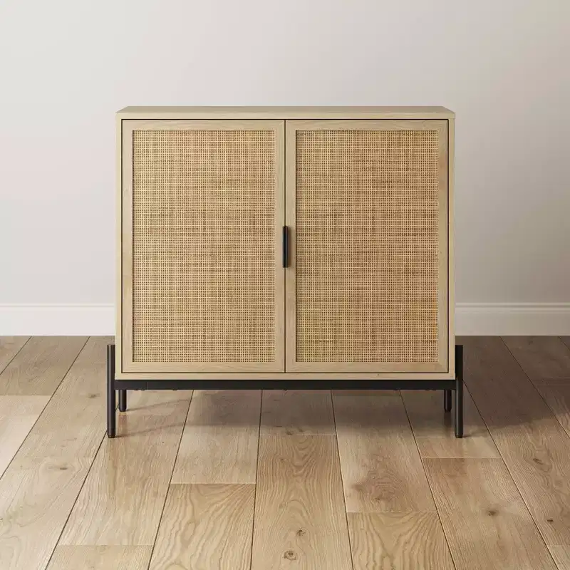 Nathan James Andrew Rattan Storage Cabinet Light Oak