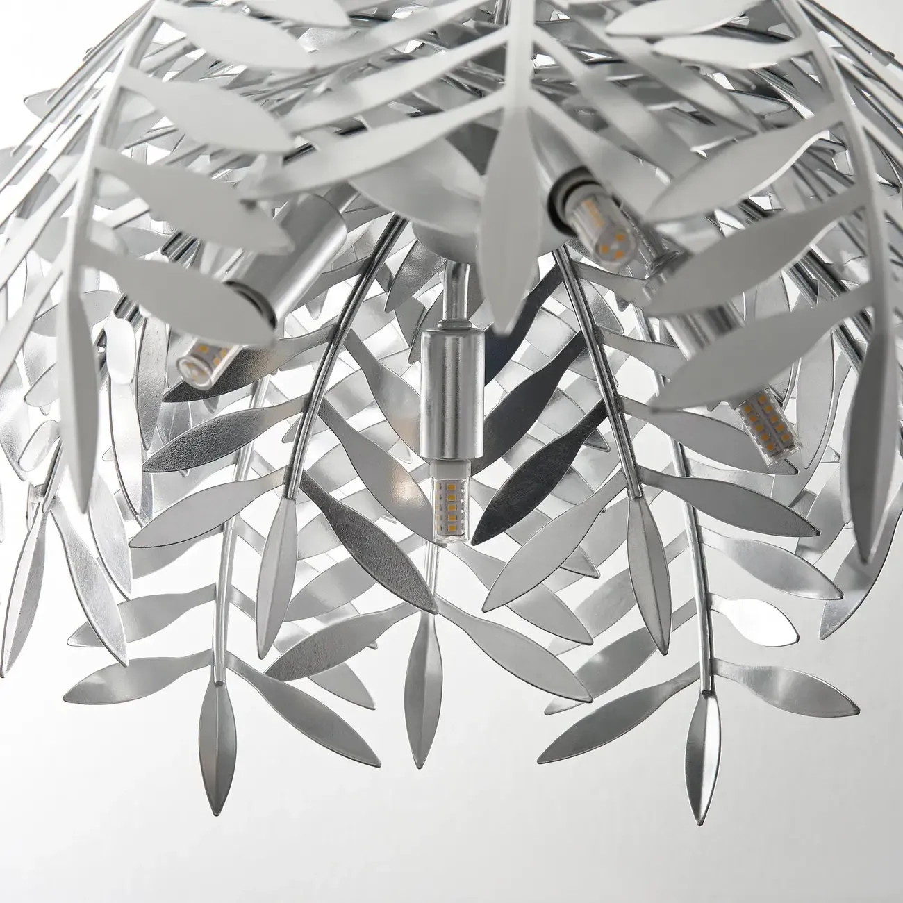 Modern Metal Silver Leaf Shape Pendant Light