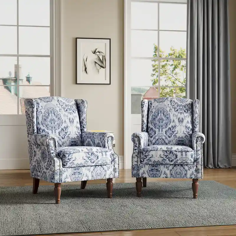Traditional Nailhead Trim Armchair Accent Chairs Set of 2