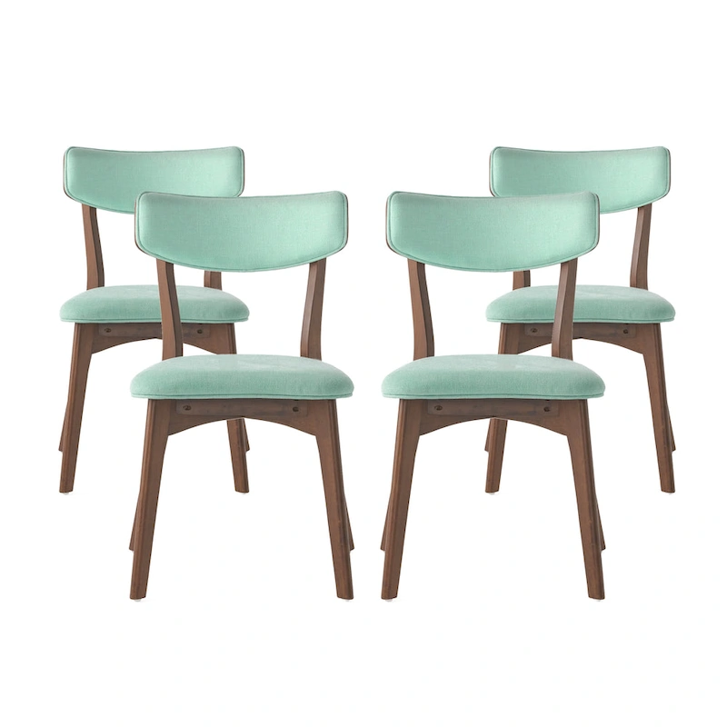 Chazz Mid-Century Modern Upholstered Rubberwood Dining Chairs (Set of 4) by Christopher Knight Home