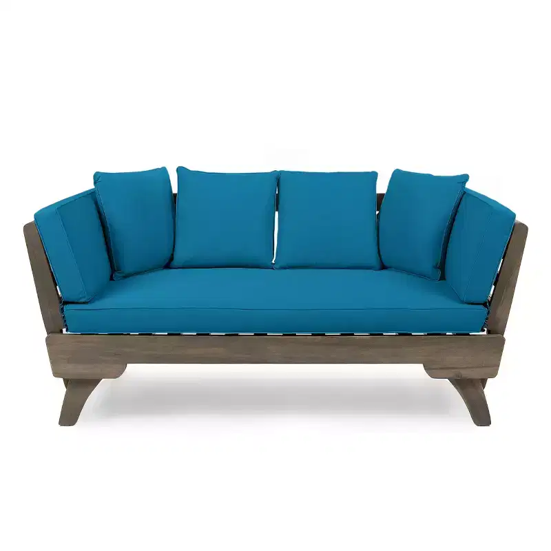 Christopher Knight Home Aldrich Outdoor Acacia Wood Expandable 82 Daybed Sofa with Cushions