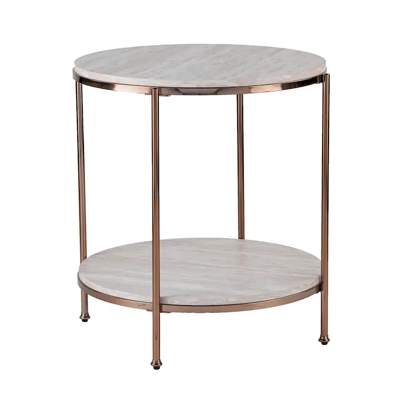 Round Faux Marble Side Table