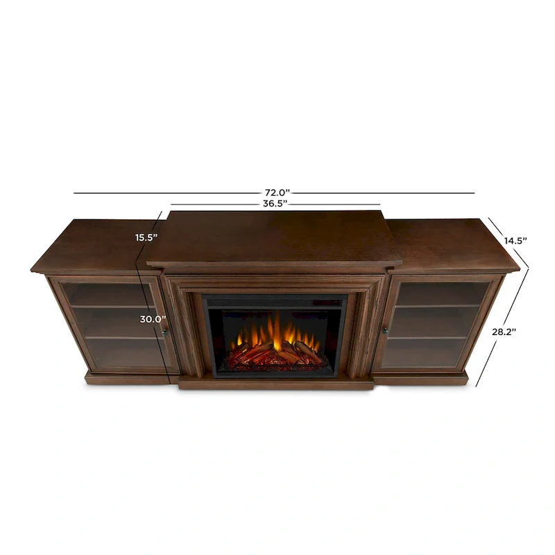 Frederick 72  Electric TV Stand Fireplace in Chestnut Oak by Real Flame - 72L x 15.5W x 30.1H