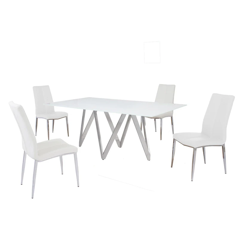 Somette Alyssa Starphire White 5-Piece Dining Set