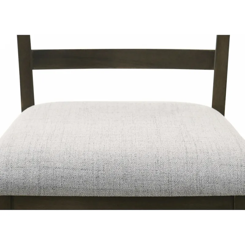 2pc Transitional Upholstered Counter Height Dining Chair Bar Stools Brown Finish Wooden Furniture