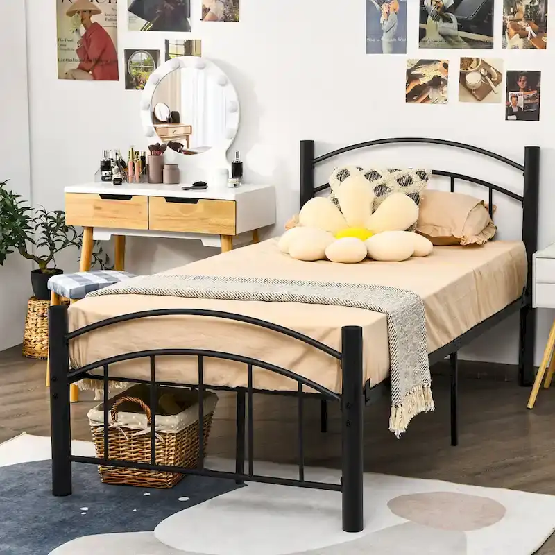 Metal Bed Frame with Headboard and Footboard – Twin/Full Size