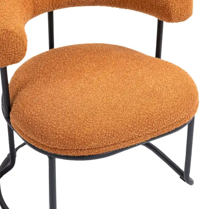 Mid-Century Modern Boucle Dining Chairs Set of 2
