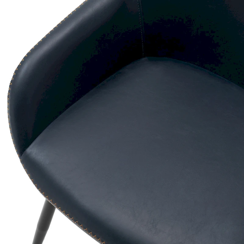 Glitzhome Set of 4 Mid-Century Leatherette Stitched Dining Accent Armchairs