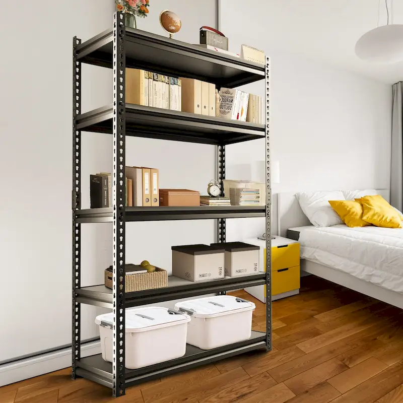 Adjustable Garage Storage Shelves, Metal Shelving, Black