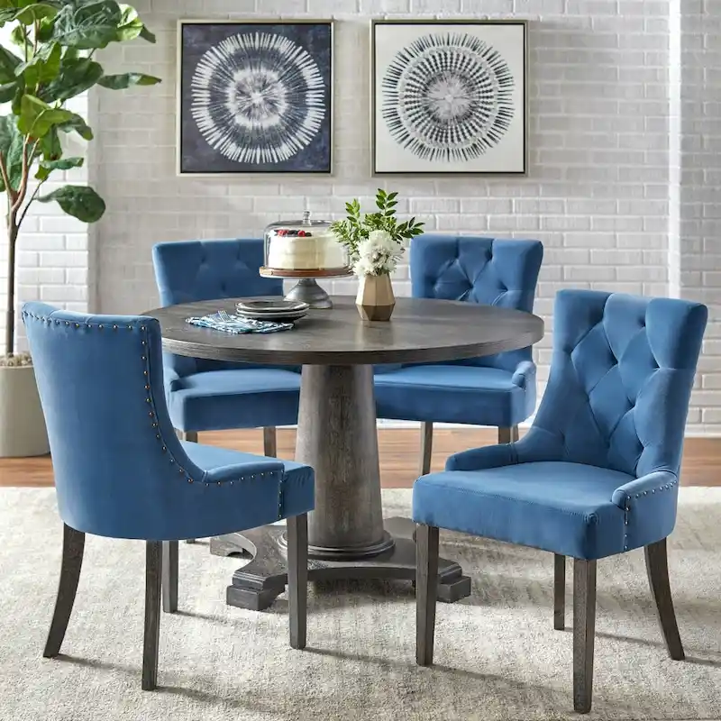Ariana Dining Set - 5 Piece Round Table with Upholstered Chairs
