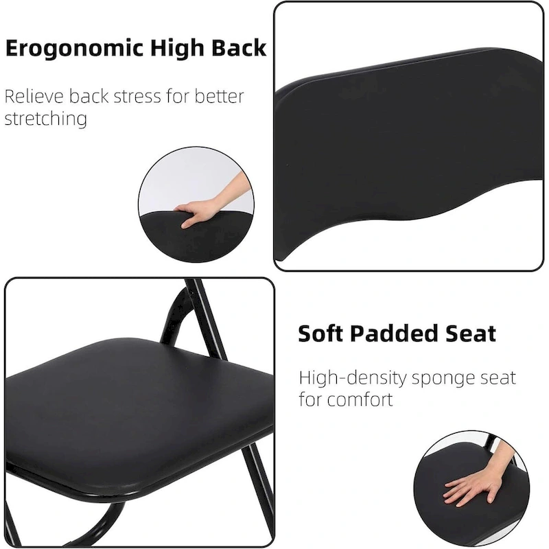 4 Folding Chairs with Cushion, with Non-Slip Feet Pads